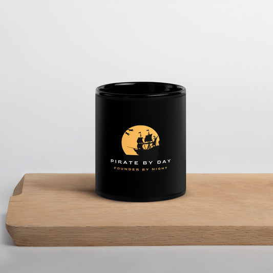 Pirate by Day Black Glossy Mug