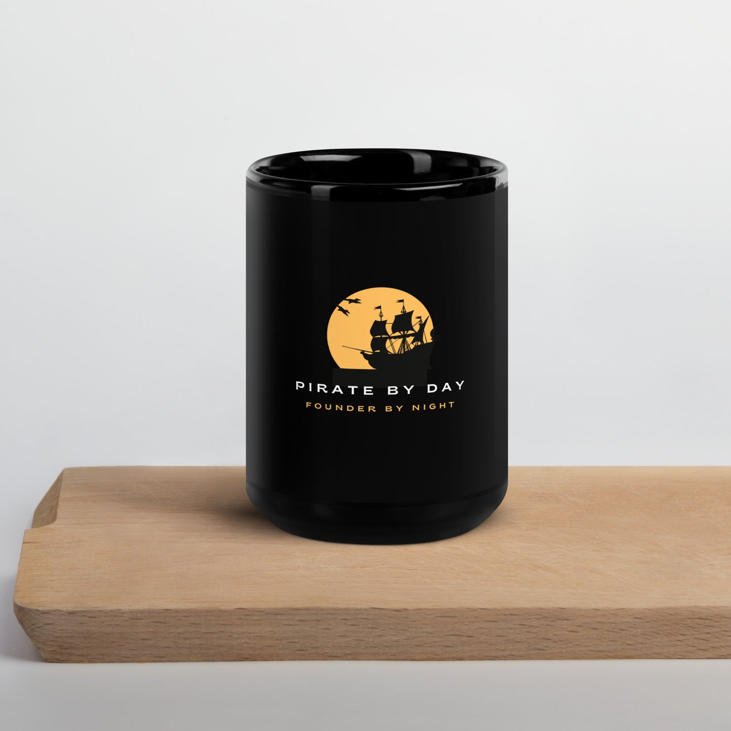 Pirate by Day Black Glossy Mug